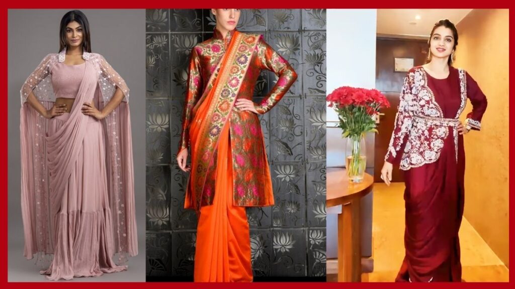 Buy Onion Pink Geometric Drape Saree With Jacket Online for Women by STUDIO  BAGECHAA - 4066838